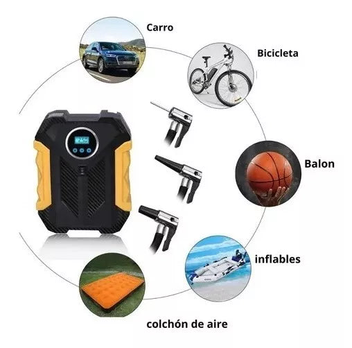 Compresor de Aire Portátil Digital 🚗 Inflador Eléctrico para Carro y Moto con Pantalla LED