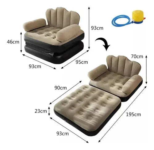 Sofá Inflable Multifuncional 2 en 1 🛋️ Sillón y Cama Portátil para Descanso