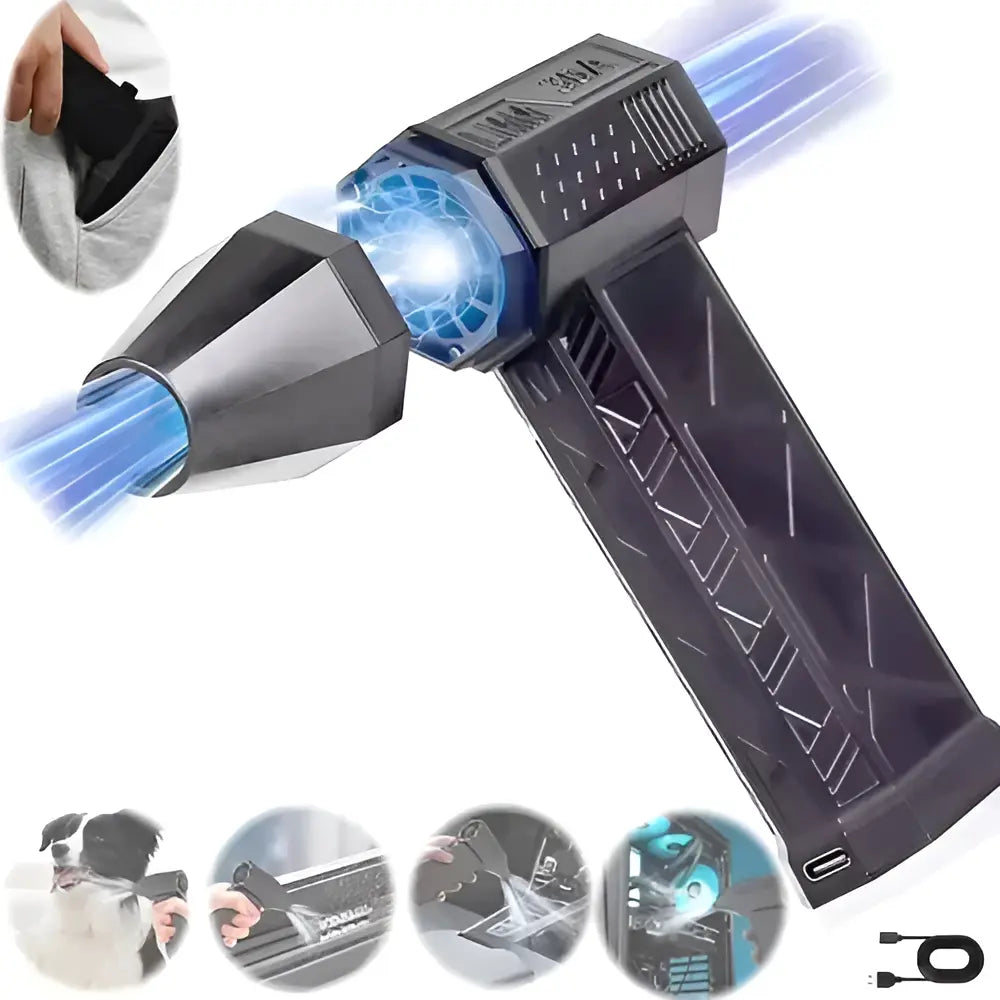 Soplador Aire Portátil Mini Jet Turbo Con Luz LED Recargable Negro