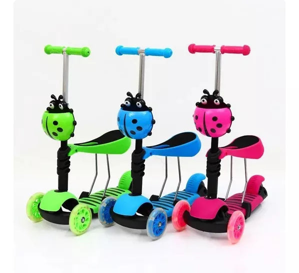 Scooter Infantil 3 en 1 con Silla 🛴 Patineta Ajustable para Niños
