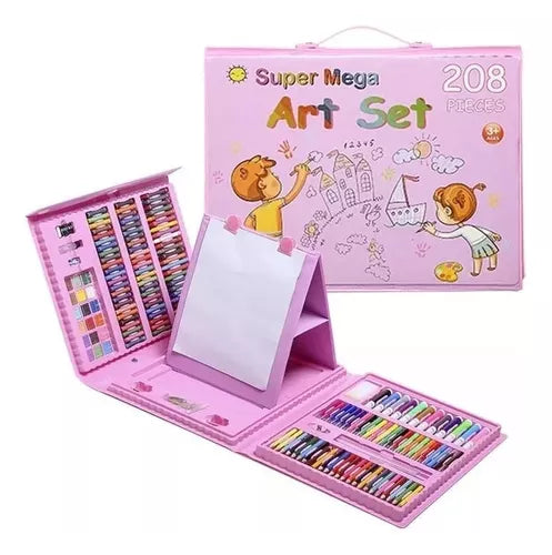 Set de Arte para Niños 208 Piezas 🎨 Maleta Creativa con Colores y Acuarelas