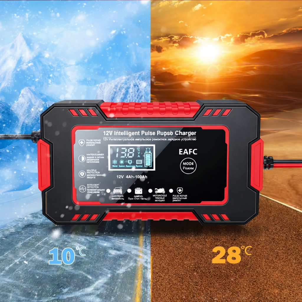 Cargador y Reparador Inteligente de Baterías 12V para Carro y Moto 🚗🔋🏍️