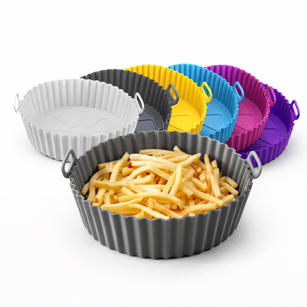 Moldes de Silicona para Air Fryer Reutilizables x6 🍳🔥 | Protege y Facilita la Limpieza