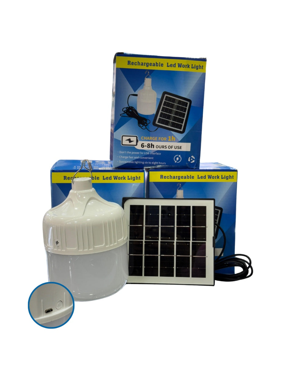 Bombillo Solar Grande LED 💡 Iluminación Recargable para Hogar, Patio y Emergencias