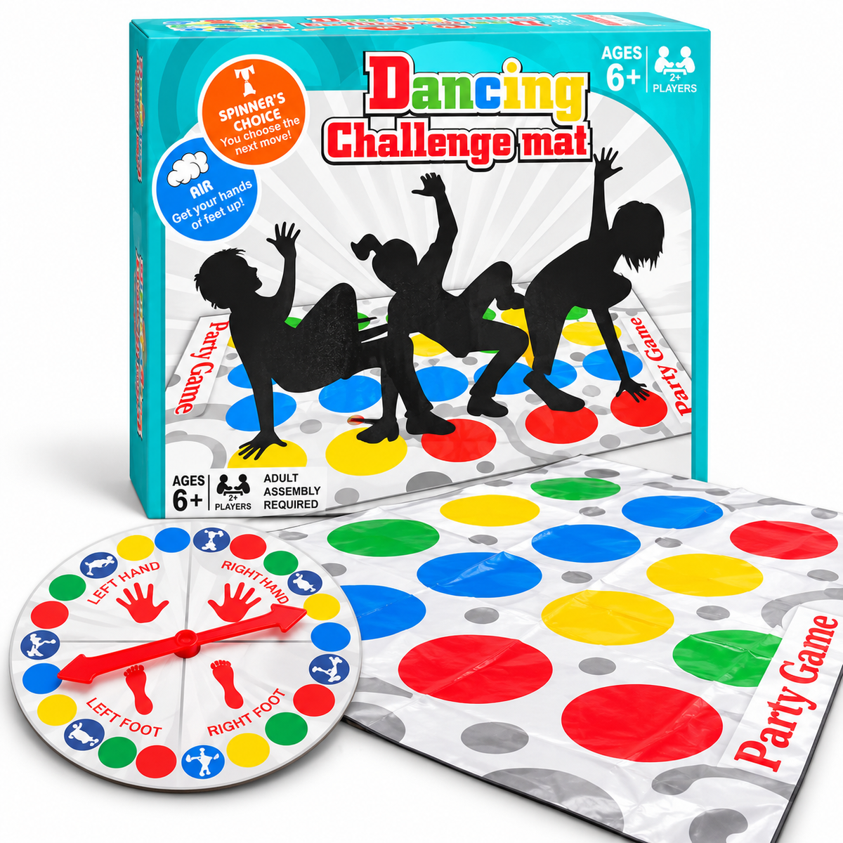 Juego Twister de Baile y Equilibrio 🎯 Tapete de Colores con Ruleta para Toda la Familia