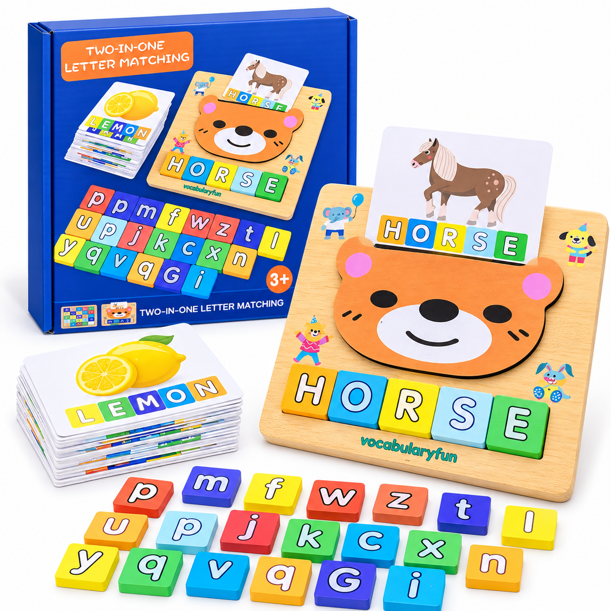 Juego Educativo de Letras y Palabras 2 en 1 🧩 Aprende Inglés Jugando con Tarjetas y Bloques