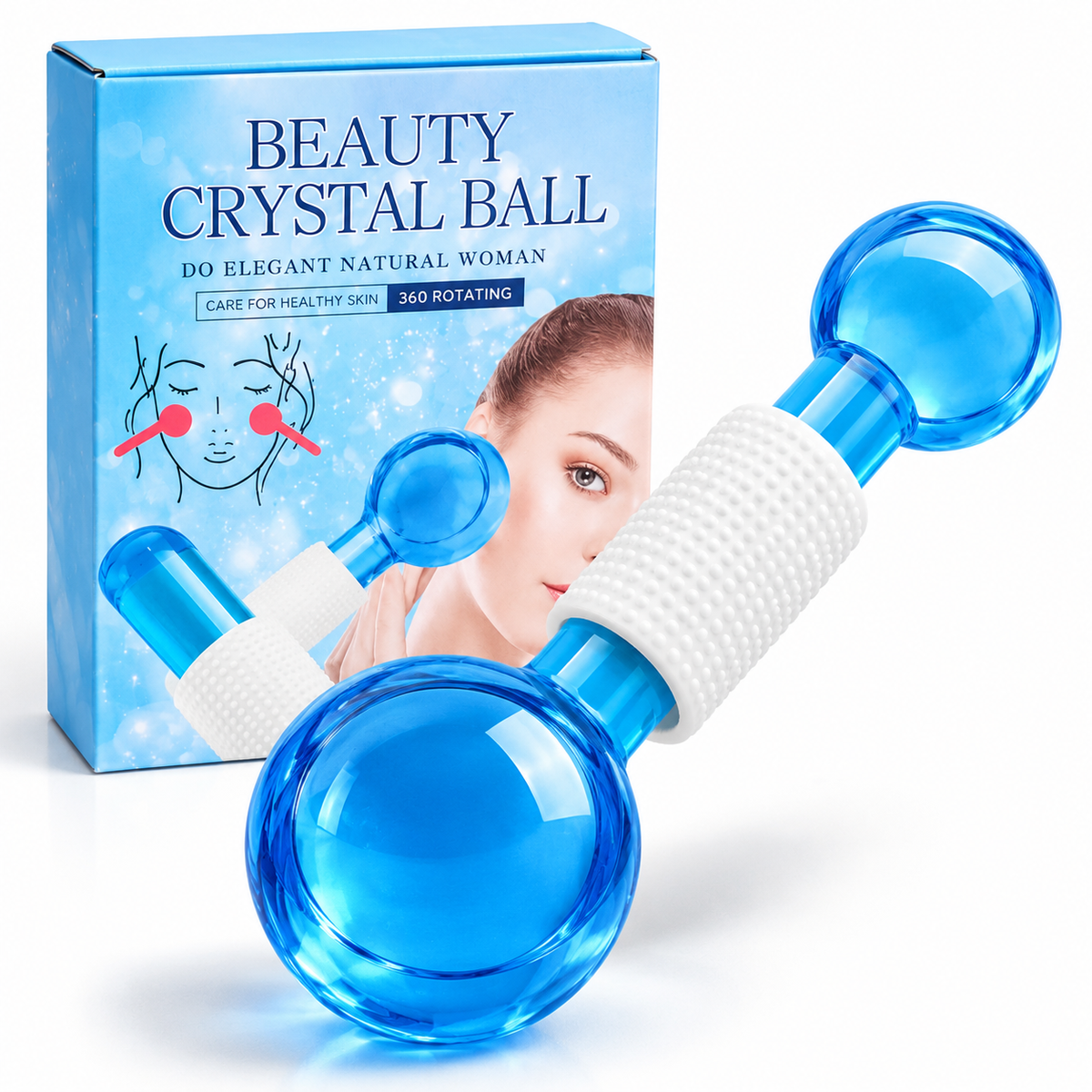 Masajeador Facial de Cristal Frío ❄️ Rodillo de Hielo para Rostro y Contorno de Ojos
