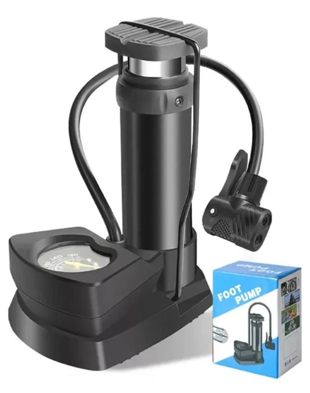 Inflador de Aire con Pedal 🚲 Bomba Portátil para Llantas de Auto y Bicicleta