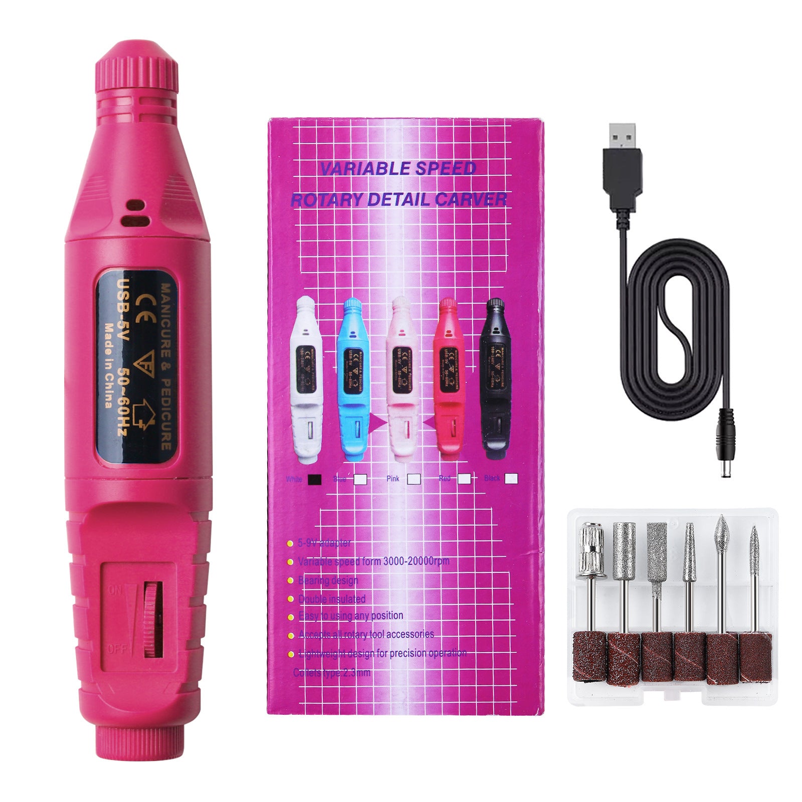 Pulidor Eléctrico de Uñas 💅 Kit Profesional Manicure y Pedicure x18 pz