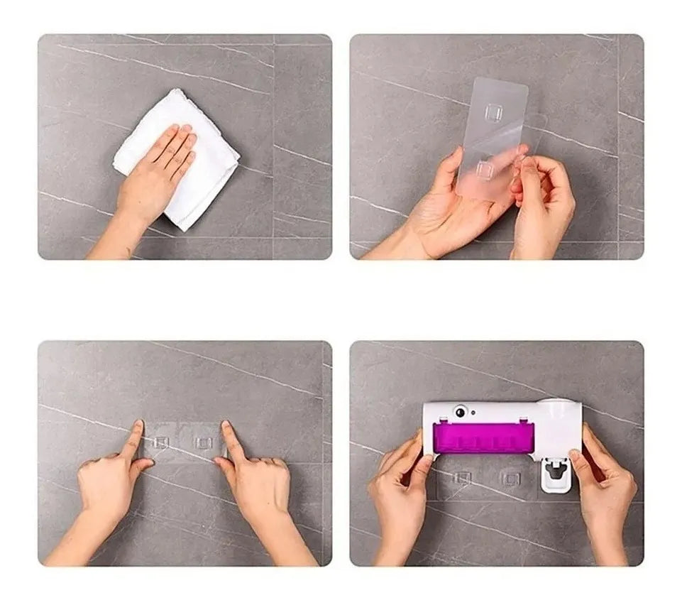 Soporte Esterilizador Cepillos Uv+ dispensador Crema Recargable