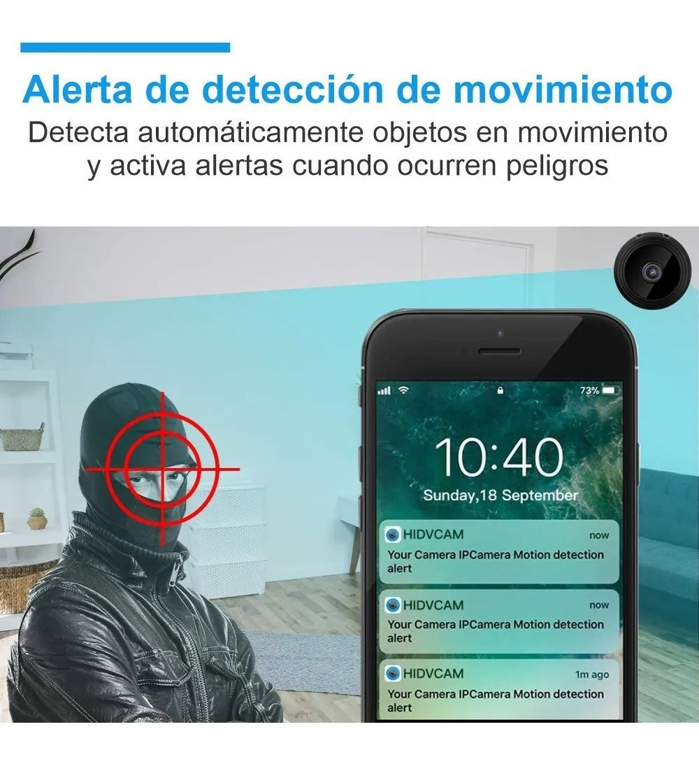 Cámara de seguridad Mini Cámara A9 con resolución de 2MP visión nocturna incluida negra