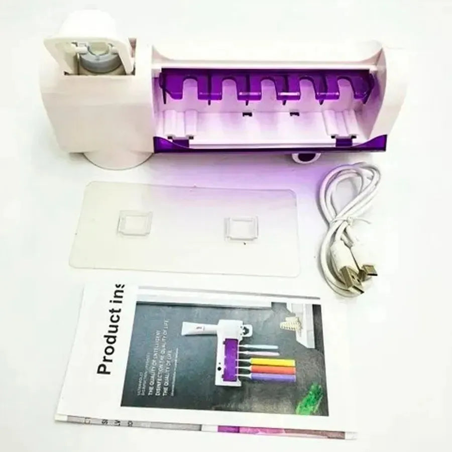 Soporte Esterilizador Cepillos Uv+ dispensador Crema Recargable