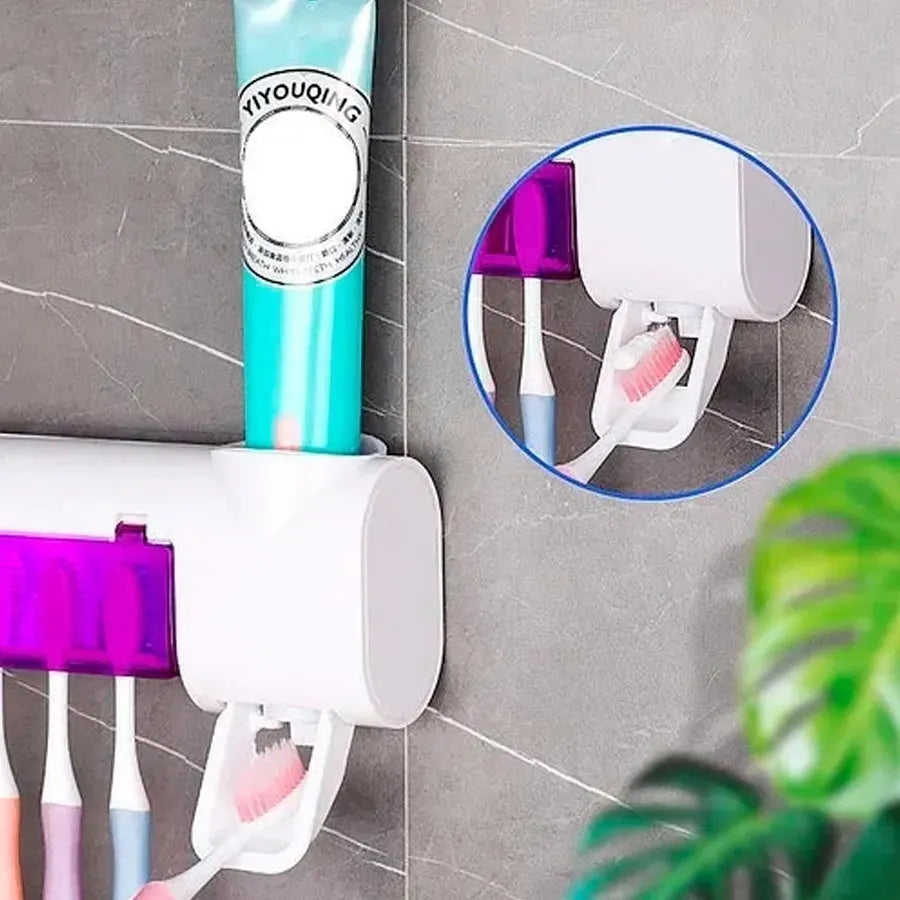 Soporte Esterilizador Cepillos Uv+ dispensador Crema Recargable