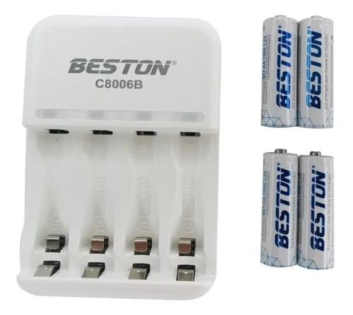 Promoción Baterias Beston Aa Recargable X 4 Pack + Cargador Pilas - zaffary store