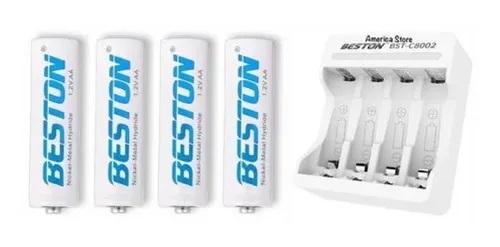 Promoción Baterias Beston Aa Recargable X 4 Pack + Cargador Pilas - zaffary store