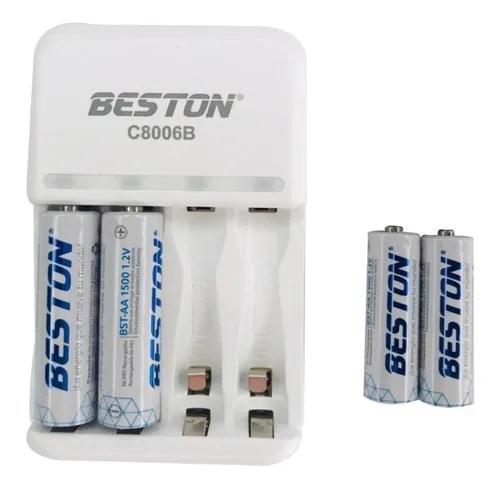 Promoción Baterias Beston Aa Recargable X 4 Pack + Cargador Pilas - zaffary store