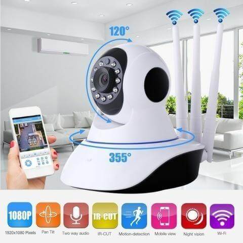 Promoción Cámara Seguridad Ip Wifi Robótica Visión Nocturna 3 Antenas Wifi - zaffary store