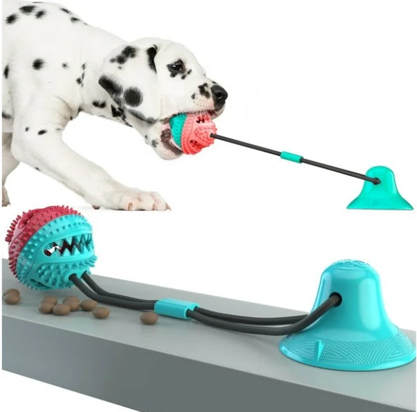 Juguete Interactivo para Perros 🐶 Pelota con Ventosa y Dispensador de Snacks