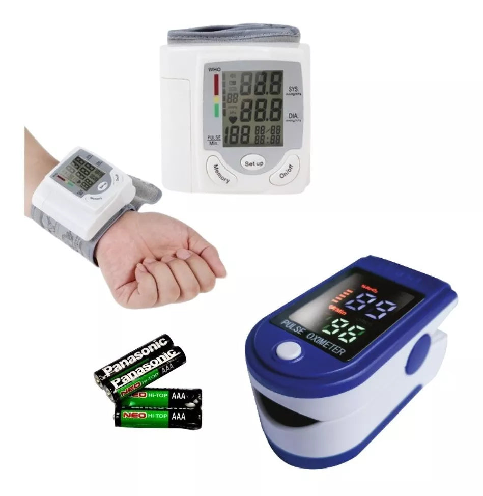 Combo Tensiometro Digital De Muñeca + Oxímetro Digital + pilas