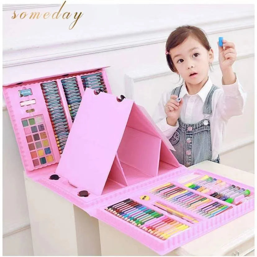 Set Kit Arte Niños Maleta Crayon Acuarela Plumon 208 Piezas