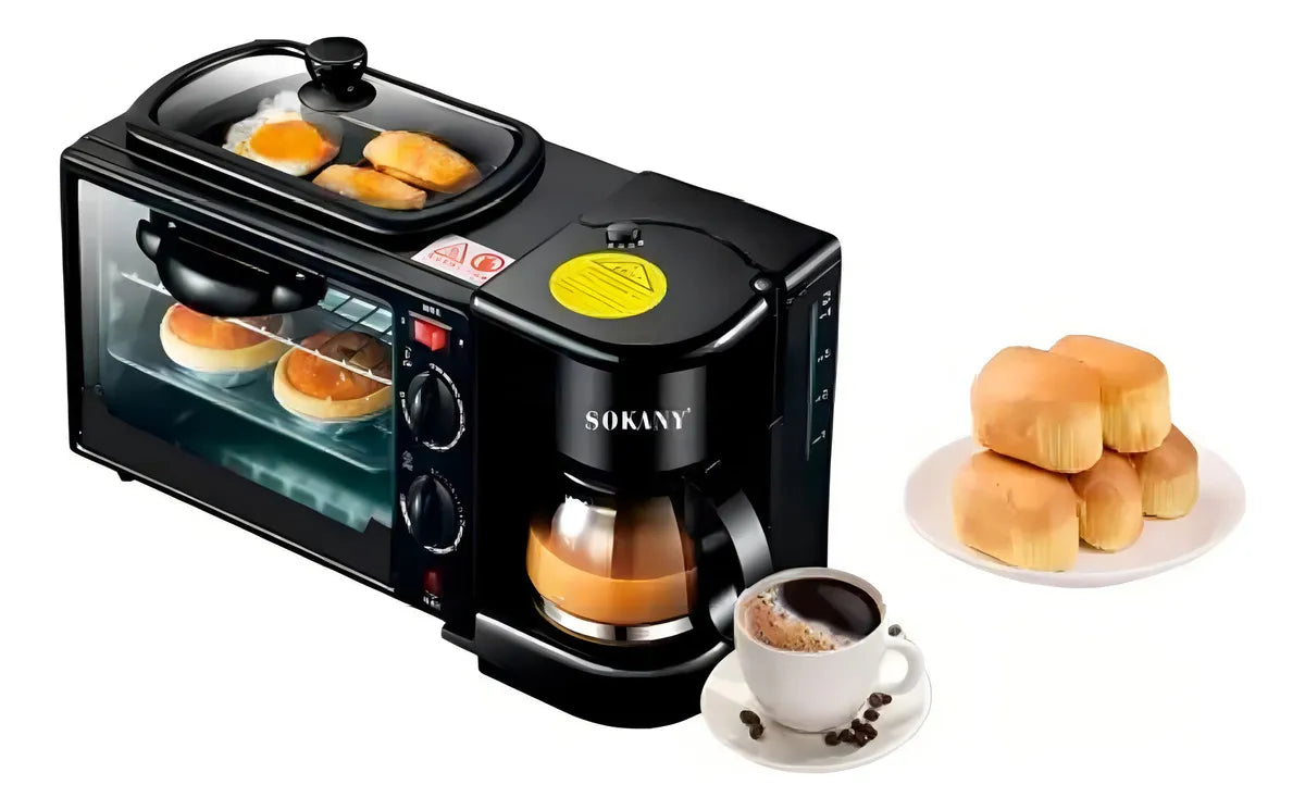 Horno Eléctrico Sokany 3 en 1 🍳 Cocina, Tuesta y Prepara Café