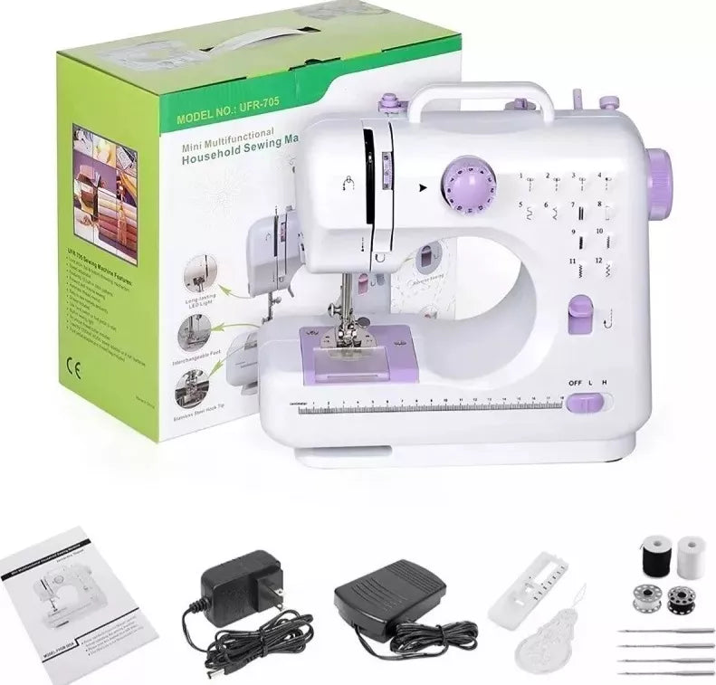 Maquina De Coser Mini Multifuncional Sm-505l Color Blanco
