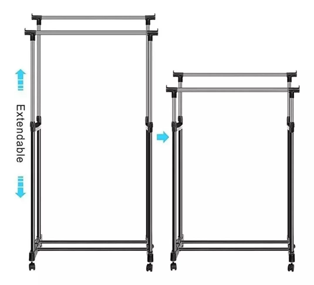 Tendedero De Ropa Plegable Multifuncional Portatil Con Rueda Color Negro