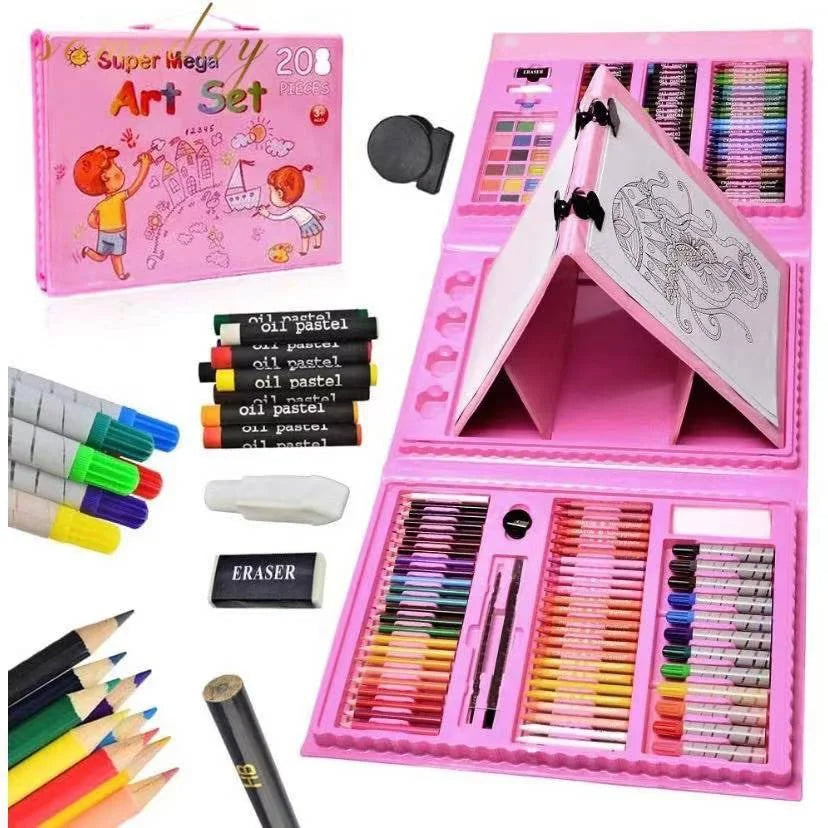 Set Kit Arte Niños Maleta Crayon Acuarela Plumon 208 Piezas