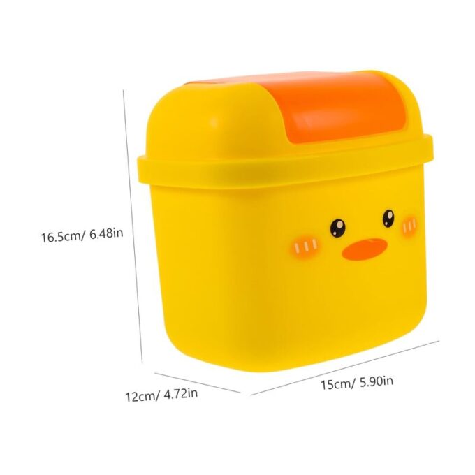 Mini basurera de escritorio con tapa giratoria decorativo cubo de almacenamiento
