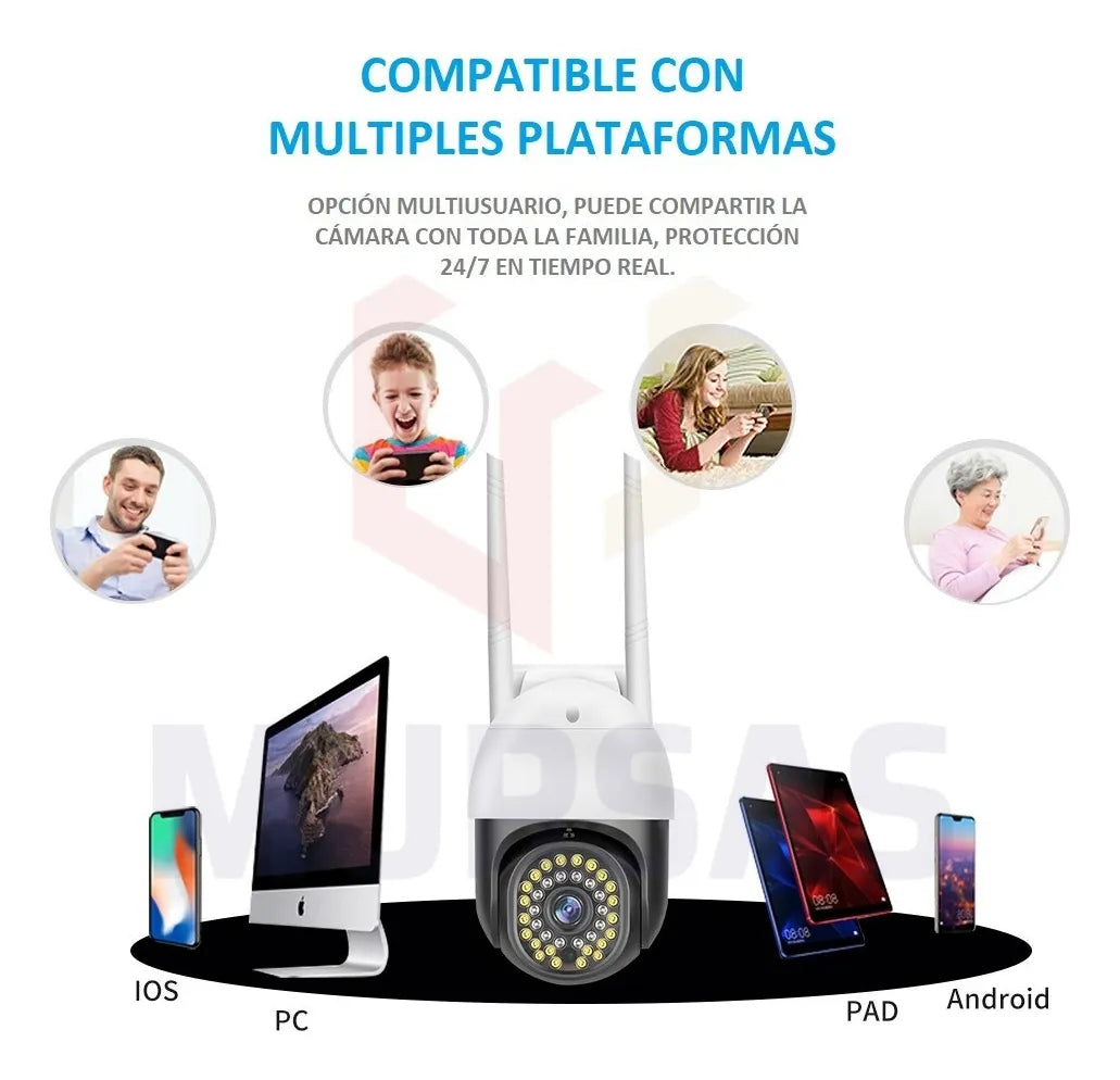📹 Cámara PTZ WiFi 360° Exterior | Full HD 1080P + Visión Nocturna