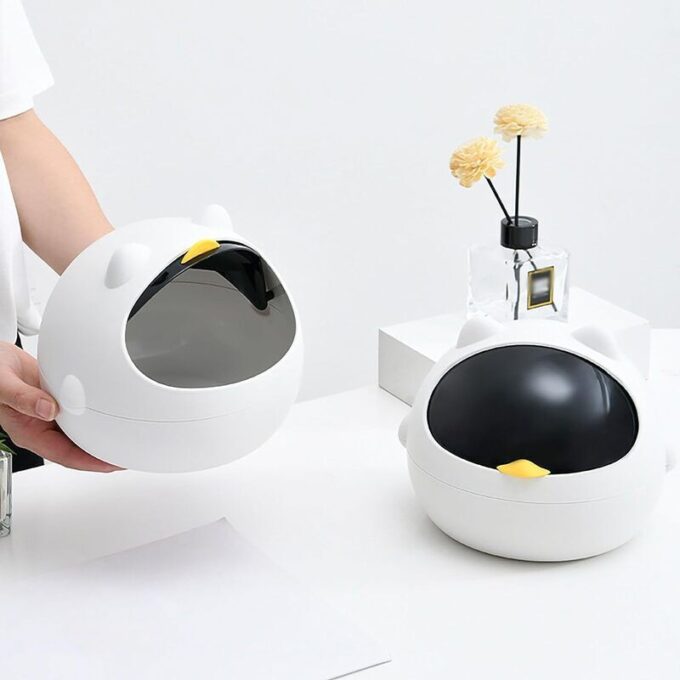 Mini basurera de escritorio con tapa decorativo cubo de almacenamiento