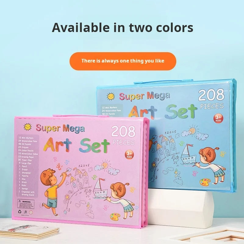 Set Kit Arte Niños Maleta Crayon Acuarela Plumon 208 Piezas