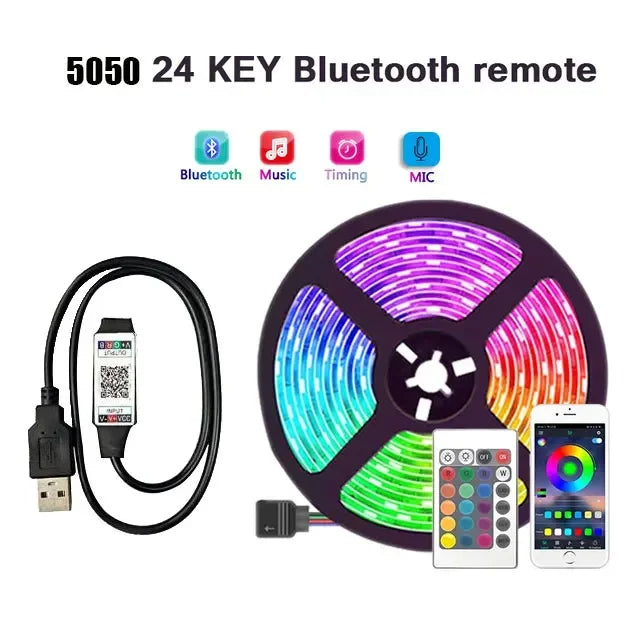 Cinta Led Tira Luces 5mts Rgb Multicolor Con Control Deluxe