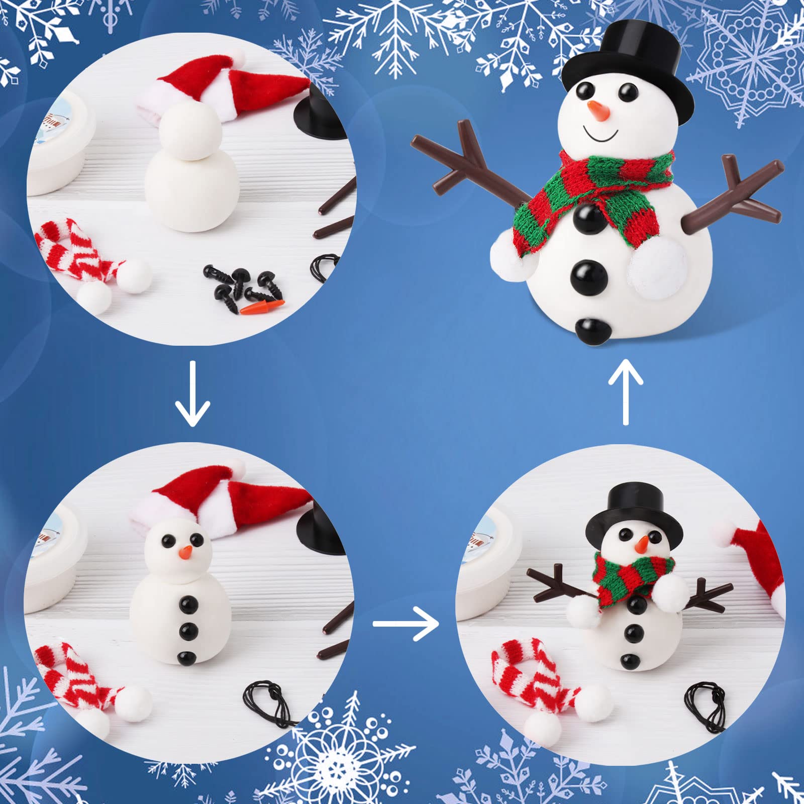 Kit de 9 unidades para construir un muñeco de nieve, manualidades para niños, muñeco de nieve de arcilla para modelar, relleno de calcetines de Navidad para niños, manualidades de Navidad, regalo de