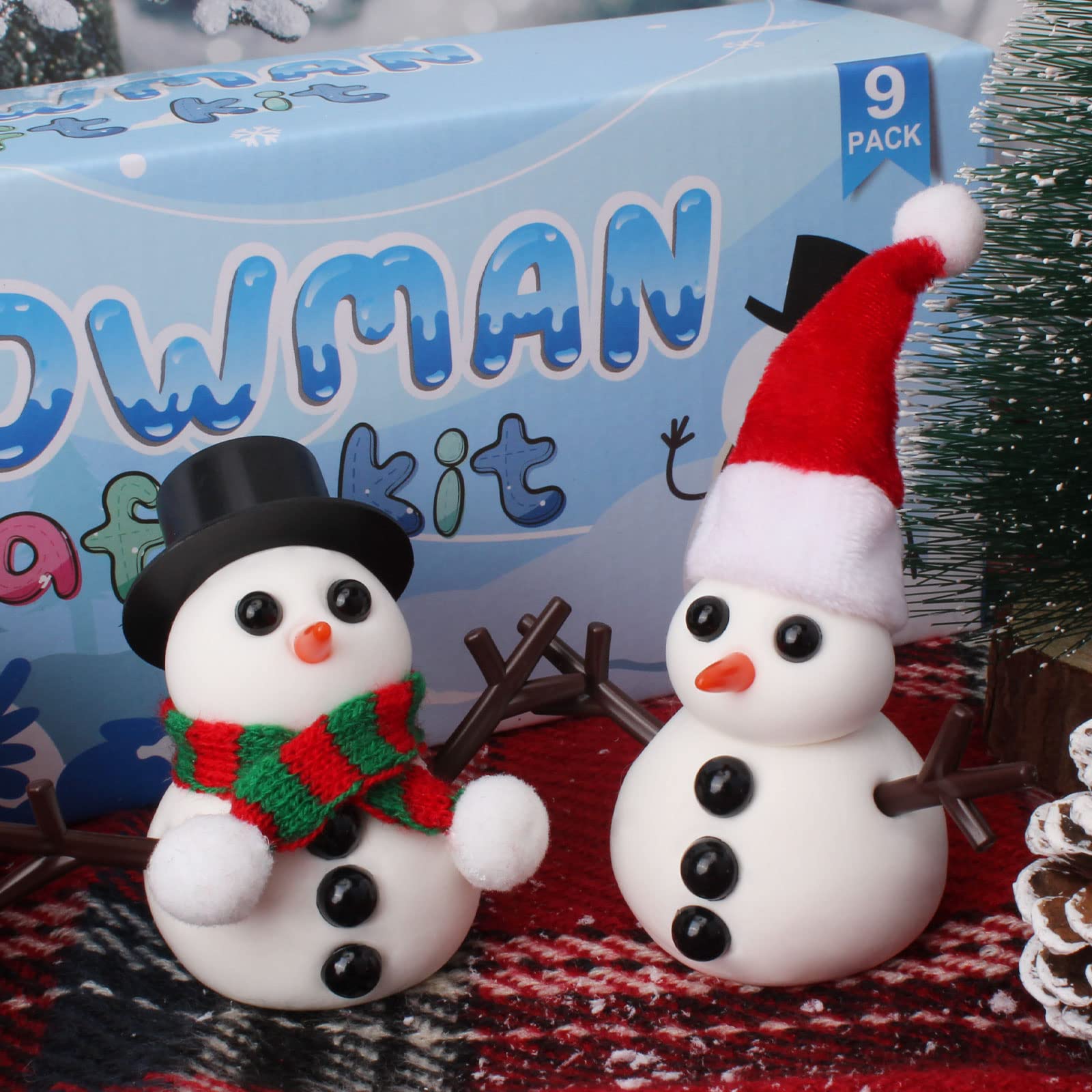 Kit de 9 unidades para construir un muñeco de nieve, manualidades para niños, muñeco de nieve de arcilla para modelar, relleno de calcetines de Navidad para niños, manualidades de Navidad, regalo de
