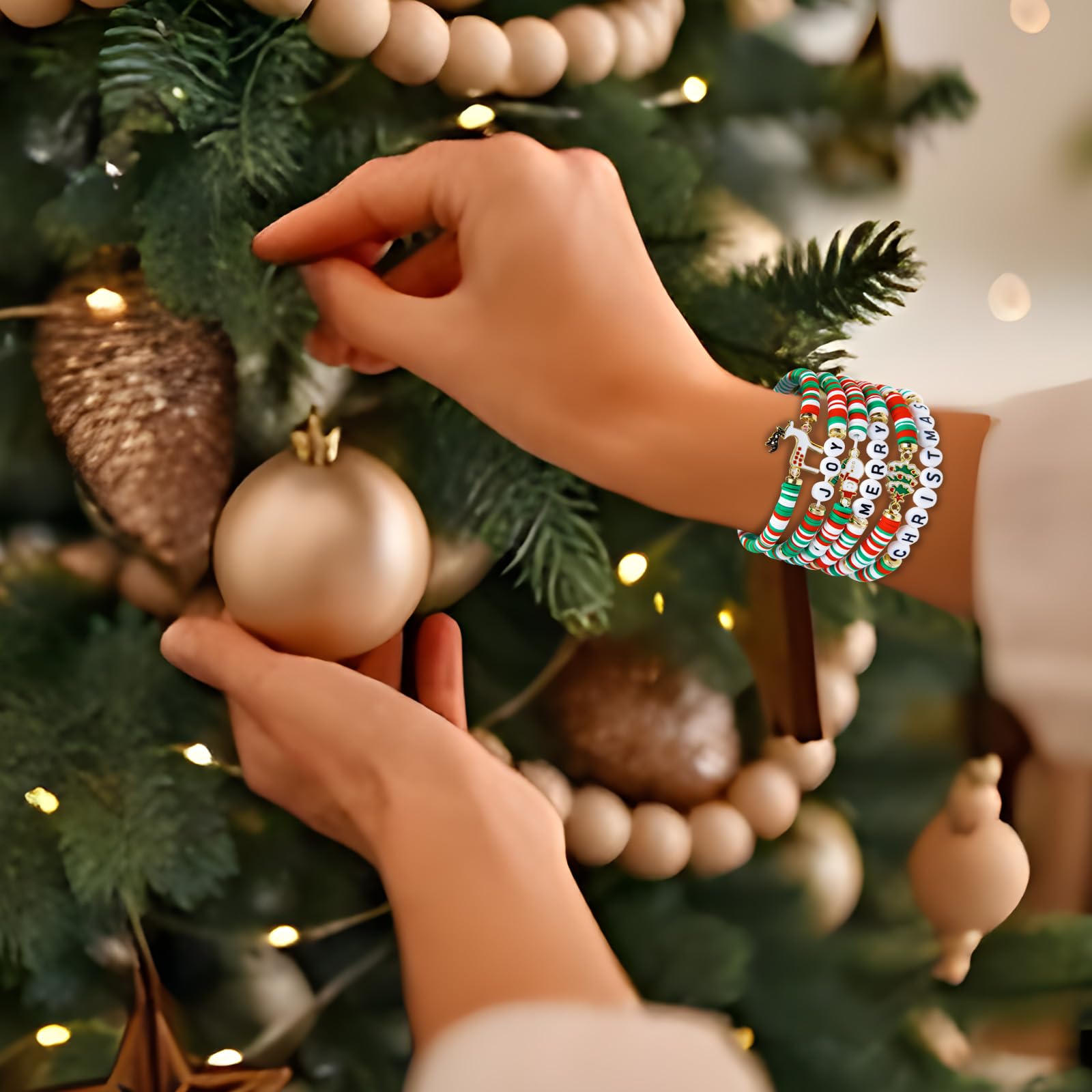 Paquete de 6 bonitas pulseras de Navidad para mujeres, adolescentes y niñas como regalos de fiesta