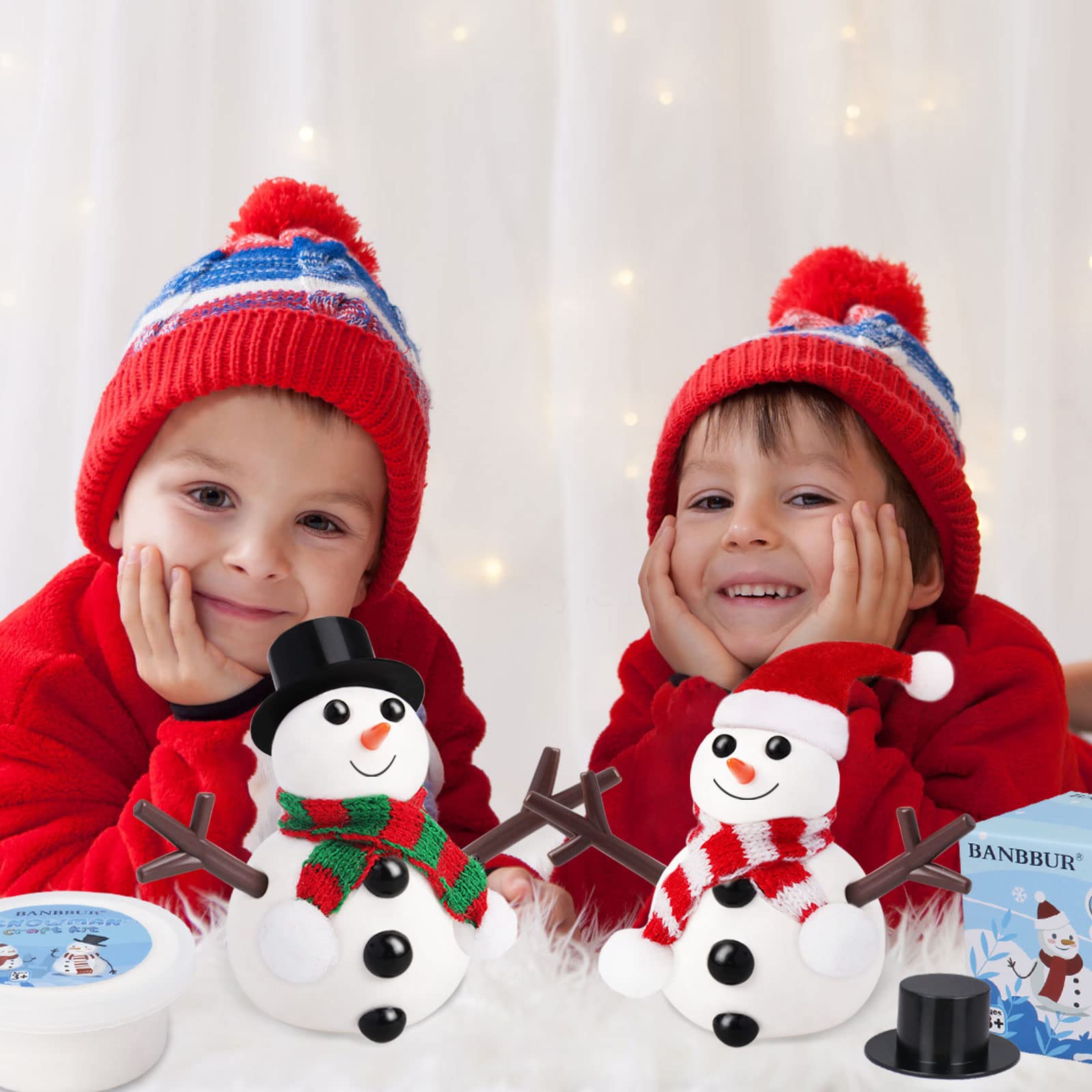 Kit de 9 unidades para construir un muñeco de nieve, manualidades para niños, muñeco de nieve de arcilla para modelar, relleno de calcetines de Navidad para niños, manualidades de Navidad, regalo de