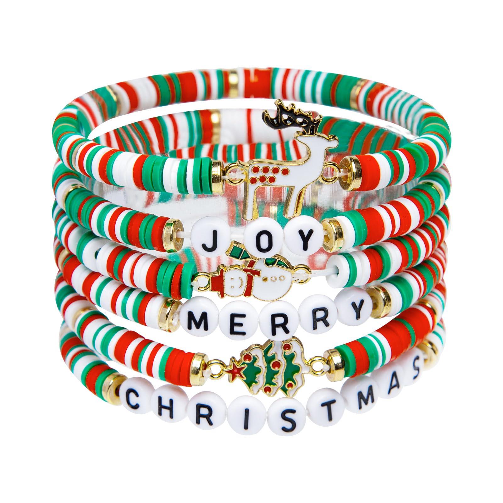 Paquete de 6 bonitas pulseras de Navidad para mujeres, adolescentes y niñas como regalos de fiesta