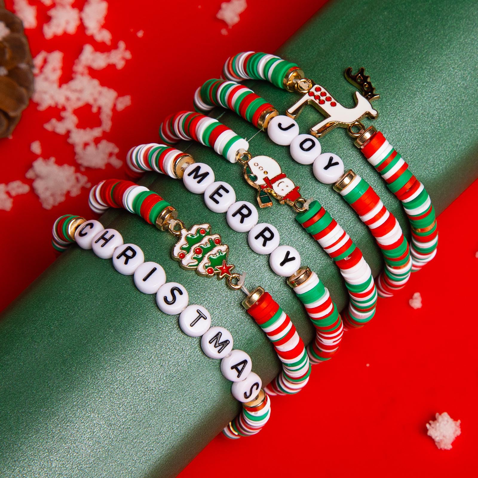 Paquete de 6 bonitas pulseras de Navidad para mujeres, adolescentes y niñas como regalos de fiesta