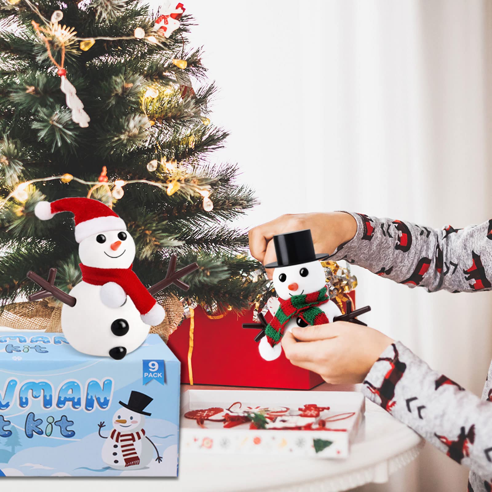 Kit de 9 unidades para construir un muñeco de nieve, manualidades para niños, muñeco de nieve de arcilla para modelar, relleno de calcetines de Navidad para niños, manualidades de Navidad, regalo de