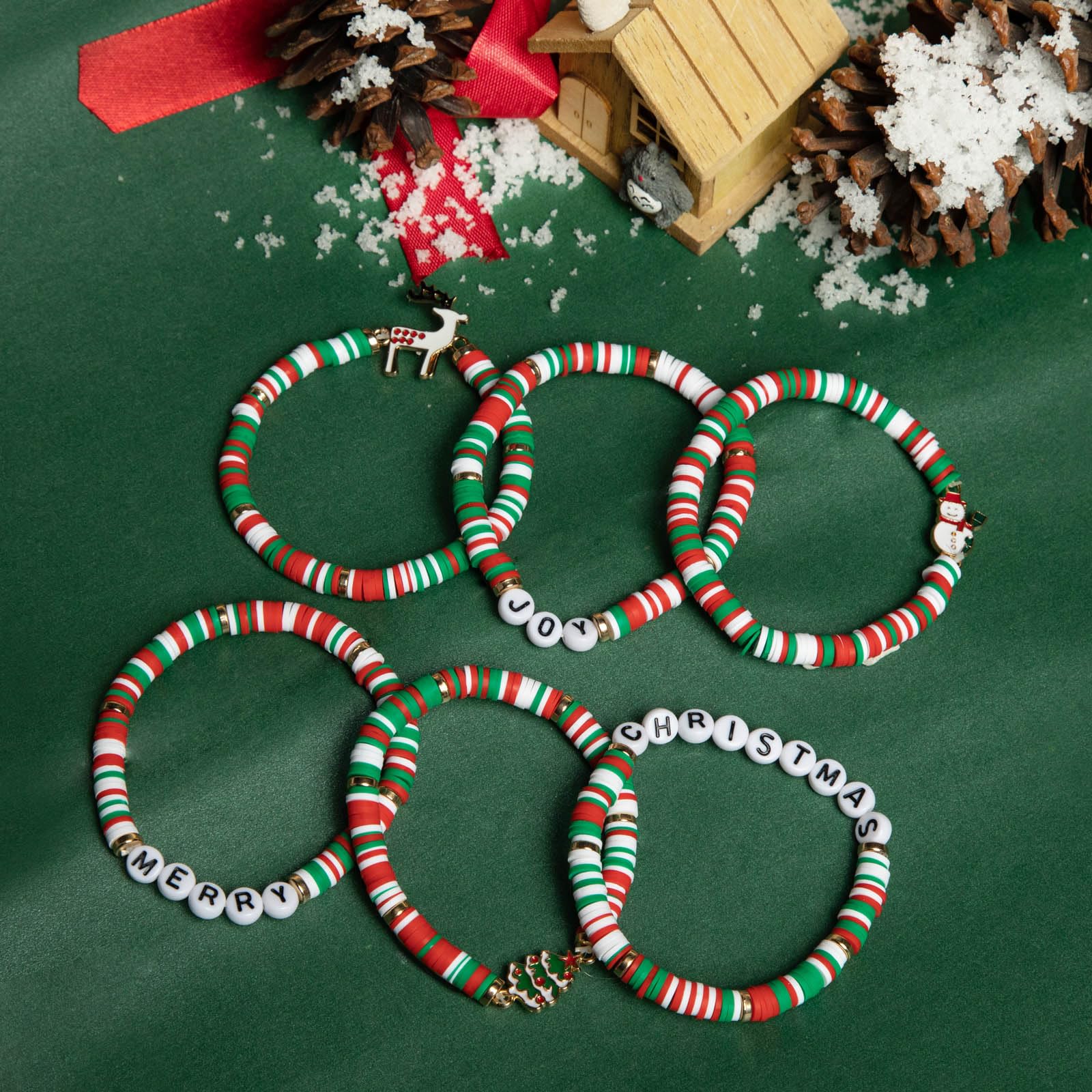 Paquete de 6 bonitas pulseras de Navidad para mujeres, adolescentes y niñas como regalos de fiesta