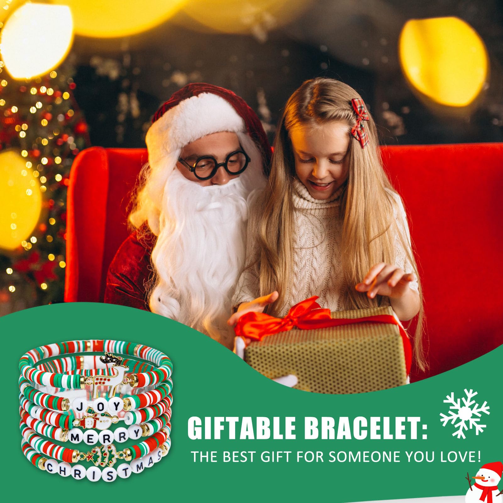 Paquete de 6 bonitas pulseras de Navidad para mujeres, adolescentes y niñas como regalos de fiesta