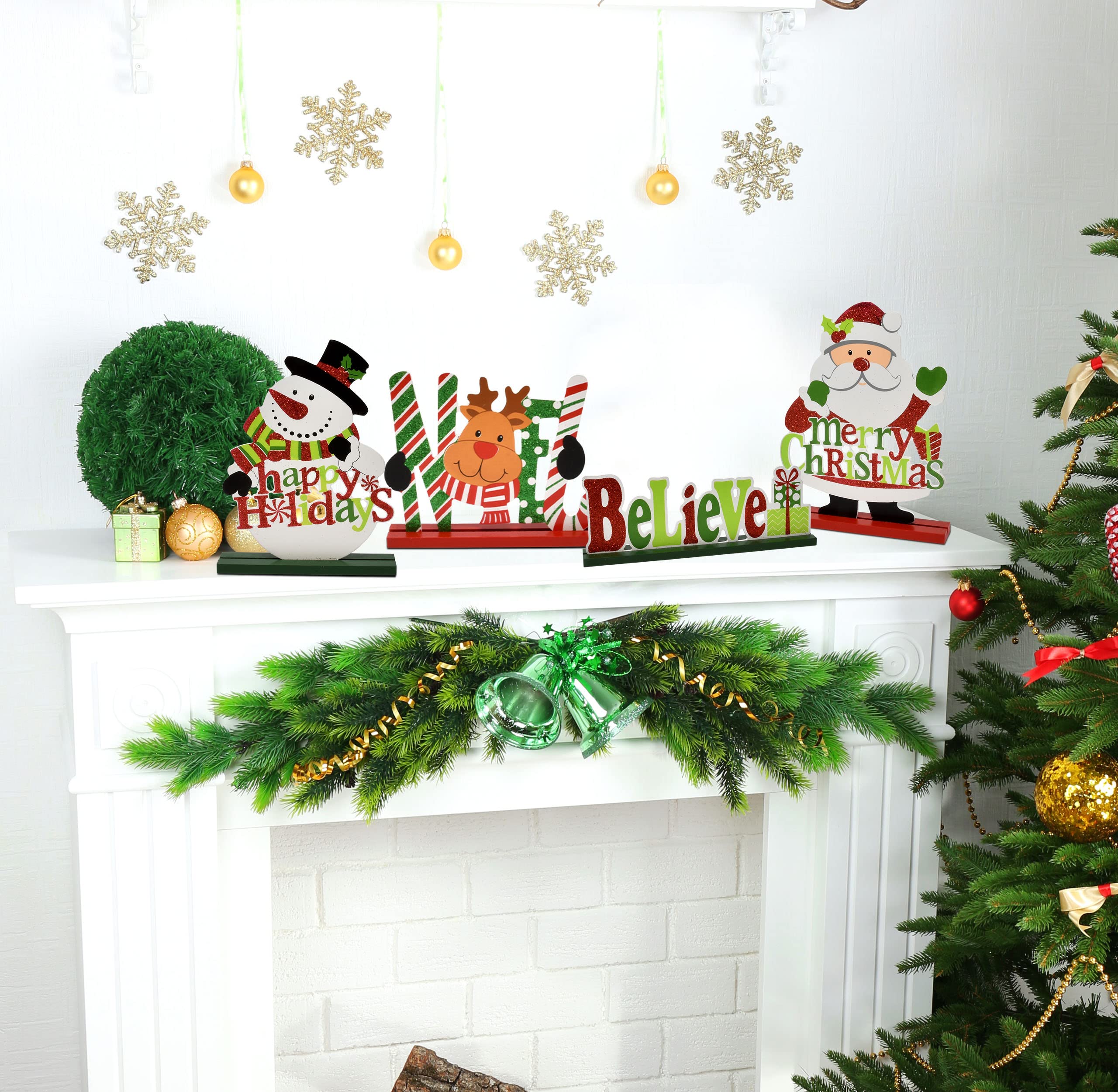 Gift Boutique 6 letreros de mesa de Navidad, centro de mesa de madera, muñeco de nieve, decoración de escritorio de madera para cocina, hogar, suministros de fiesta de Navidad