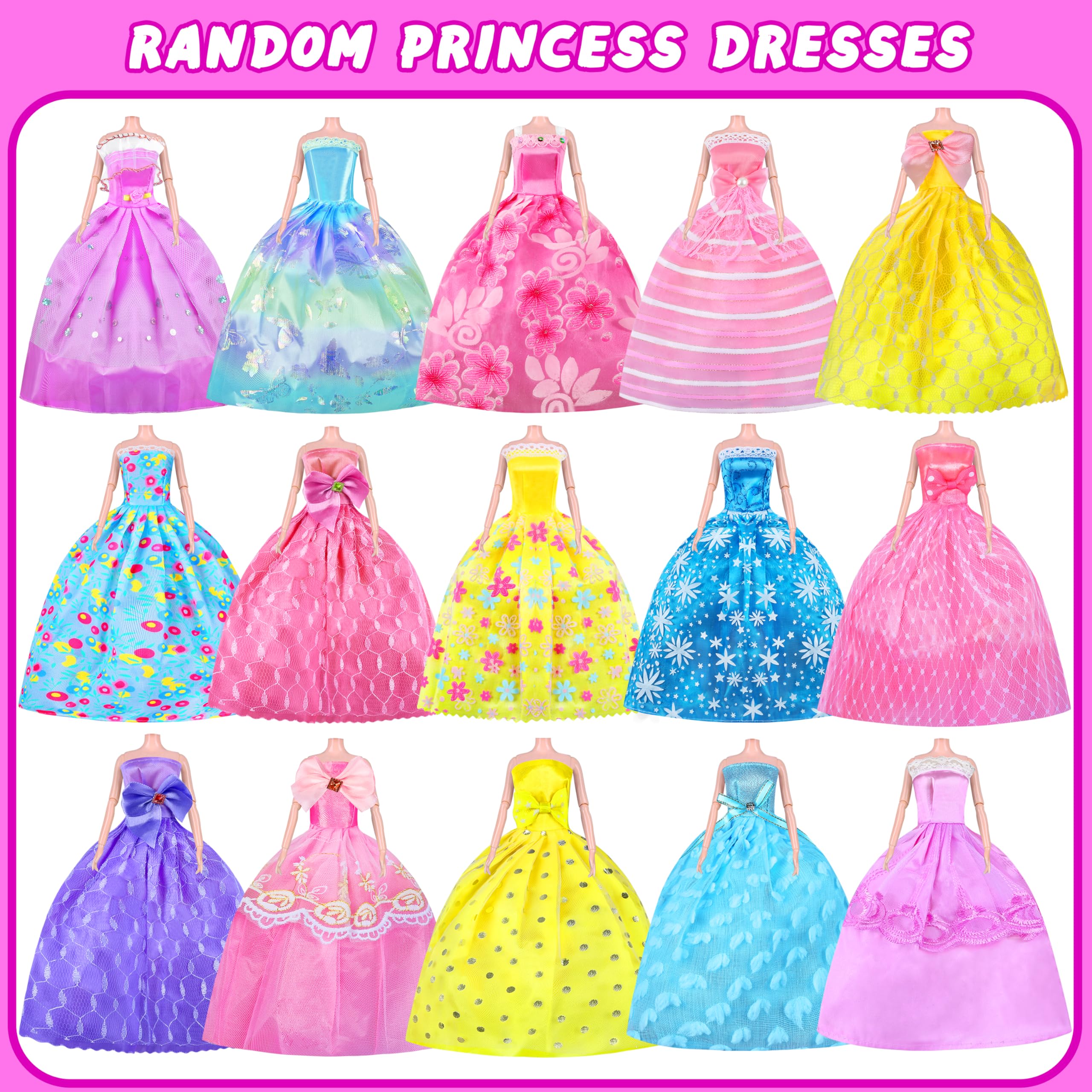 Juego de armario con 342 piezas de ropa y accesorios, vestidos de princesa, tops, pantalones, trajes de baño, armario, zapatos, perchas y otros accesorios, juguetes de vestir para niñas pequeñas