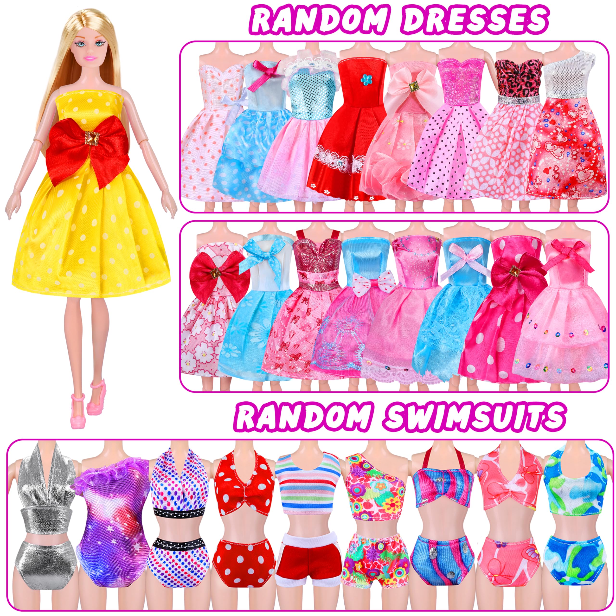 Juego de armario con 342 piezas de ropa y accesorios, vestidos de princesa, tops, pantalones, trajes de baño, armario, zapatos, perchas y otros accesorios, juguetes de vestir para niñas pequeñas