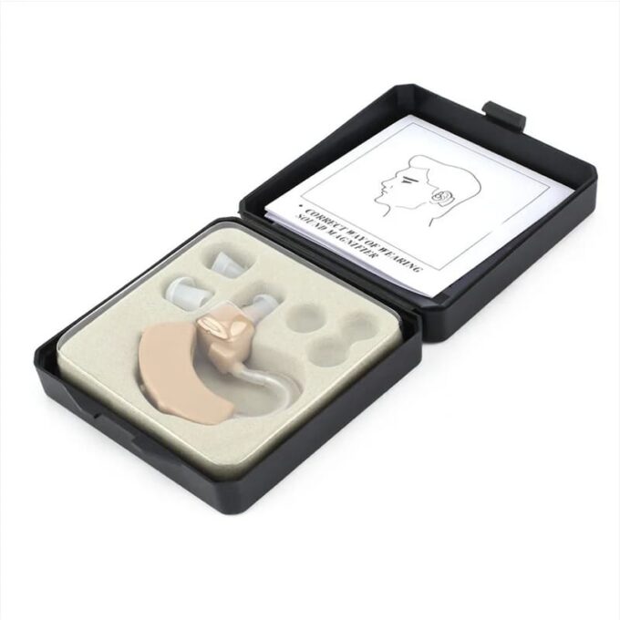 (1)Amplificador de sonido para oido audifono inalambrico a pila