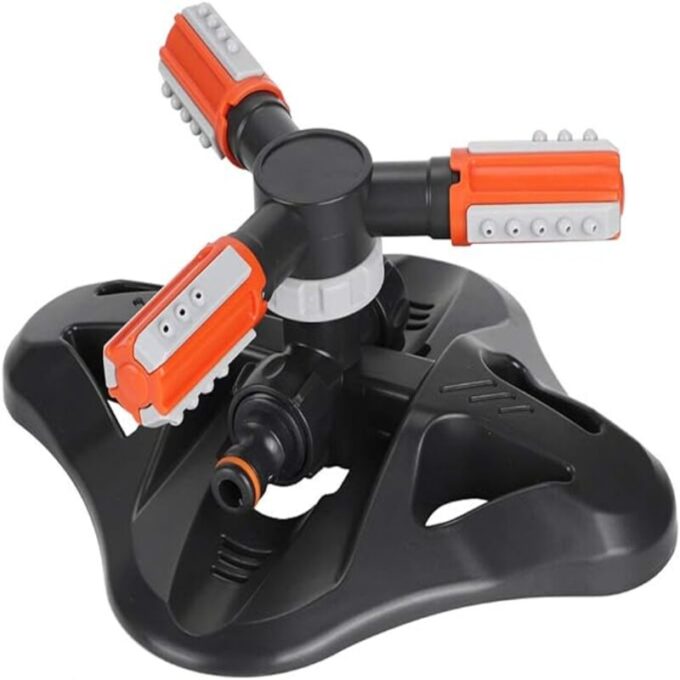 Aspersor rociador de riego 360 rotacion automatica de jardin gris naranja FK23D-181