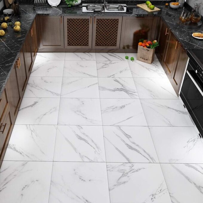 Azulejo adhesivo 60 x 60 blanco marmolizado pegatina decorativa