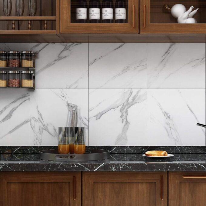 Azulejo adhesivo 60 x 60 blanco marmolizado pegatina decorativa