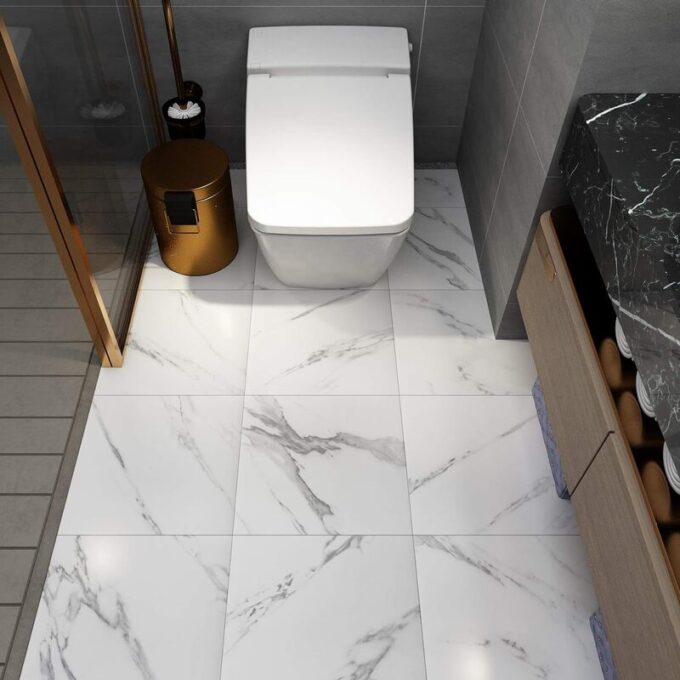 Azulejo adhesivo 60 x 60 blanco marmolizado pegatina decorativa